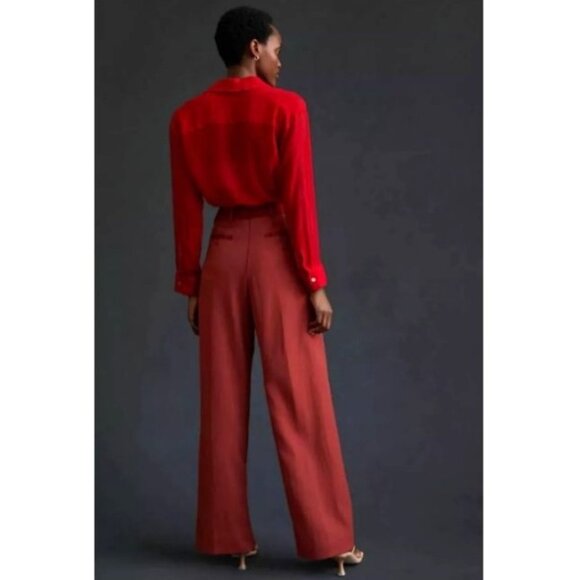 NWT ANTHROPOLOGIE TINY Noreen Trousers Dress Pants 10 Straight Leg High Waist - Picture 4 of 6